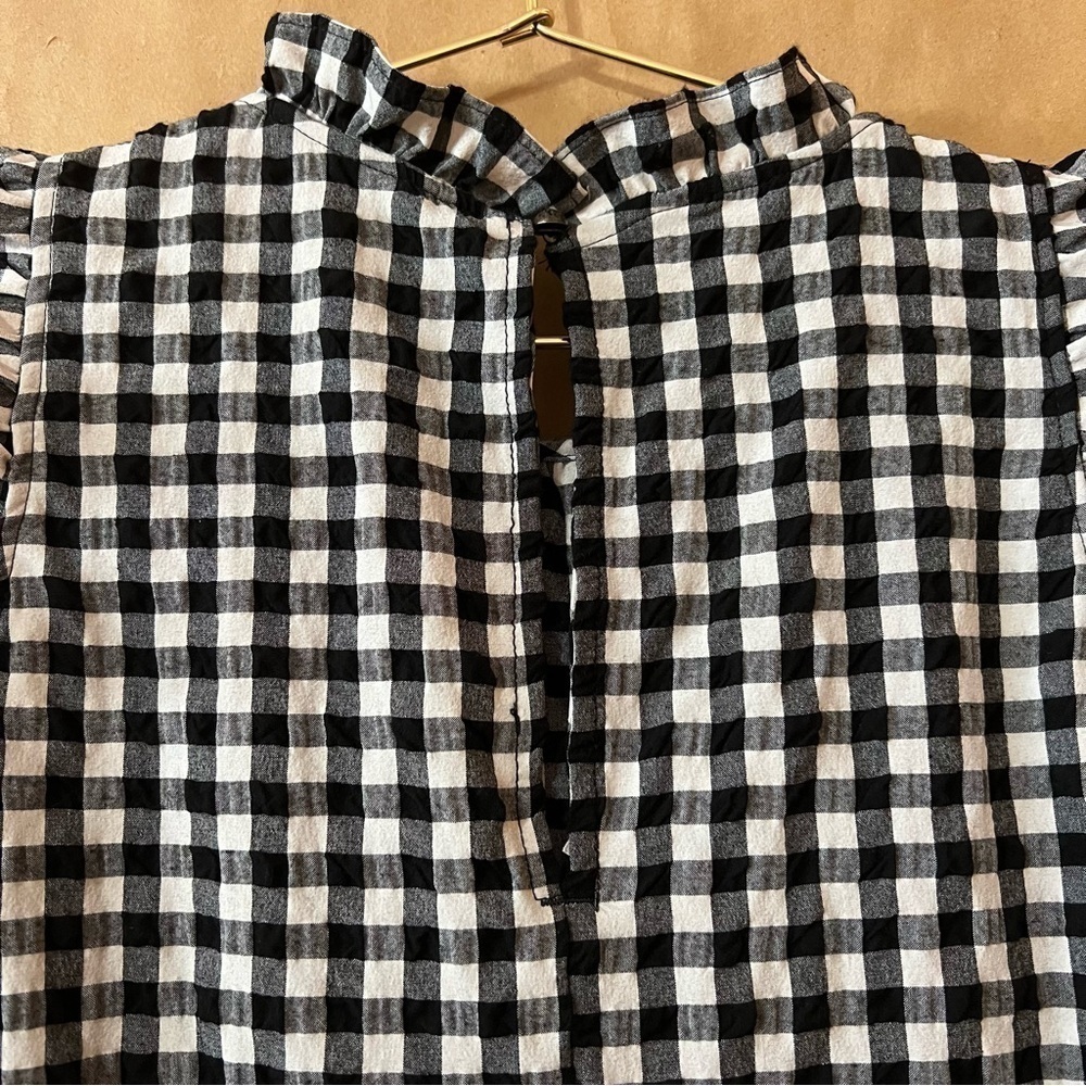 Anthropologie Maeve Lida Ruffled Mini Dress Tiered Popover Gingham Check Size M - Picture 9 of 13